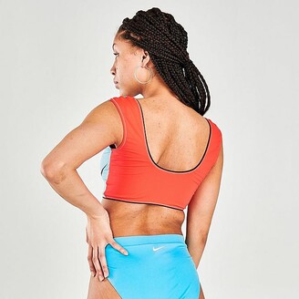 Nike Women's Swim Midkini Zip-Front Bikini Top - ShopStyle