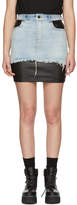 Alexander Wang Black Leather and Denim Hybrid Moto Skirt