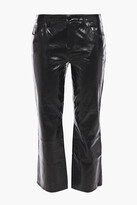 Thumbnail for your product : J Brand Selena Cropped Crinkled Glossed-leather Slim-leg Pants