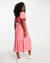 Thumbnail for your product : New Look square neck textured midi dress in pink