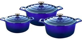 La Cuisine PRO 6-Piece Cast Iron Round Casserole Set with Enamel Finish in High Gloss Teal