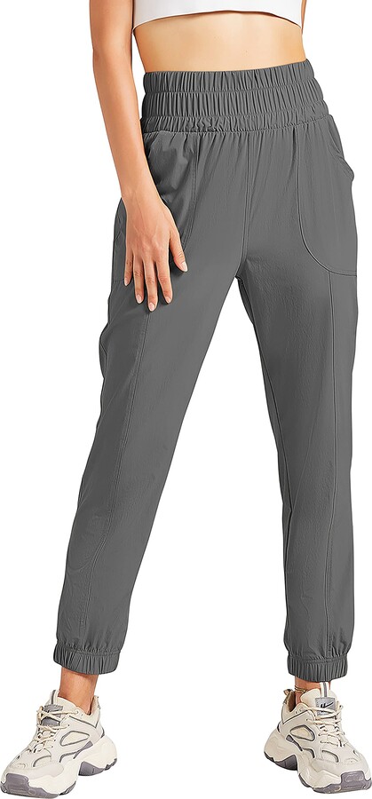LASLULU Womens Quick Dry Joggers Lightweight Running Yoga Pants Athletic  Hiking Workout Loose Cinch Bottom Outdoor Sweatpants Pockets(Grey XX-Large)  - ShopStyle