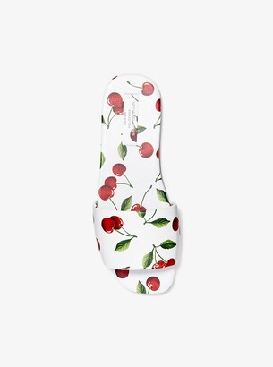 Michael Kors Delphine Cherry-Print Leather Slide Sandal