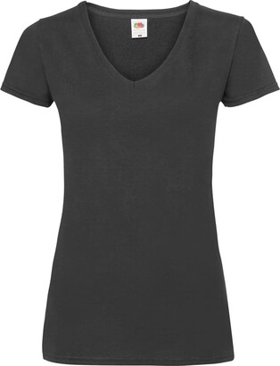 Fruit of the Loom Lady-Fit Valueweight V-Neck T-Shirt - Black - XS