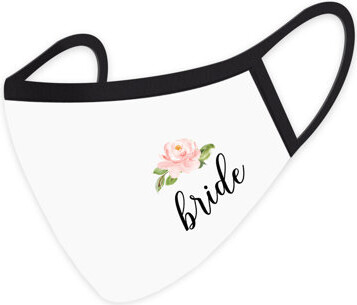 Wedding Face Mask, Floral Bride Design, White Cloth Face Masks With 1 Replaceable PM 2.5 Filter, 1-Pack