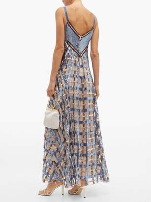 Temperley London Akiko Sequin Embroidered Maxi Dress - Womens - Blue Multi