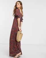 Thumbnail for your product : Asos Tall ASOS DESIGN Tall shirred bust maxi dress in wine ditsy floral print