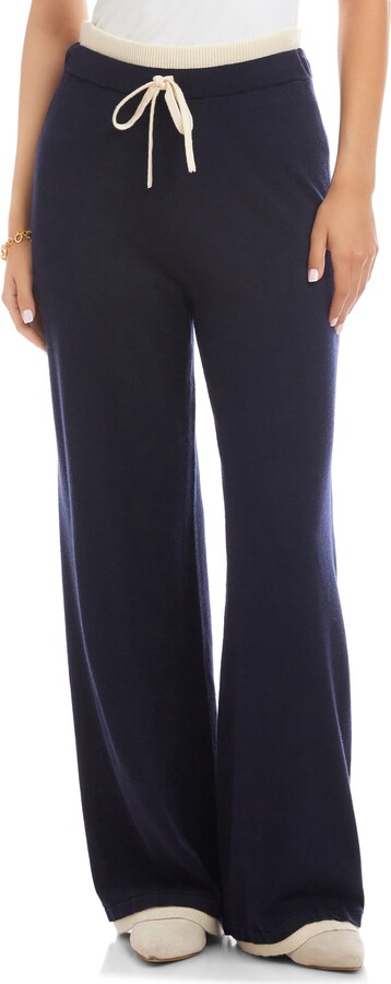 Karen Kane Contrast Trim Wide Leg Drawstring Pants