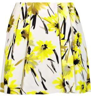 Alice + Olivia Connor Pleated Printed Cotton And Silk-Blend Mini Skirt