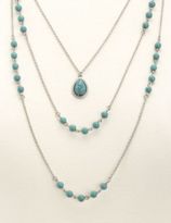 Thumbnail for your product : Charlotte Russe Triple Layered Turquoise Chain Necklace