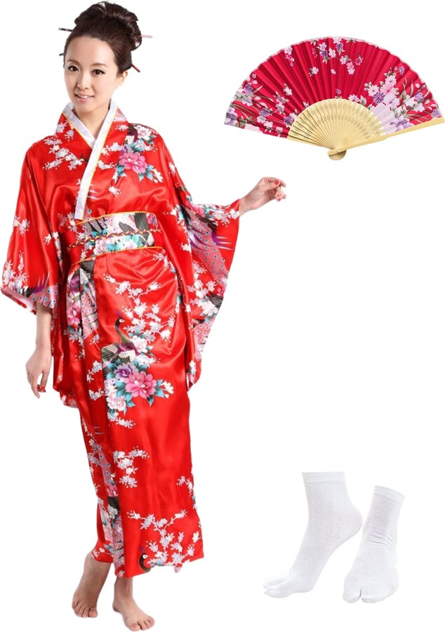 KRUIHAN Traditional Japanese Kimono Women Yukata Robe Silky Dressing