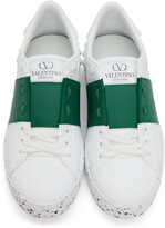 Thumbnail for your product : Valentino Garavani White & Green Open For A Change Sneakers