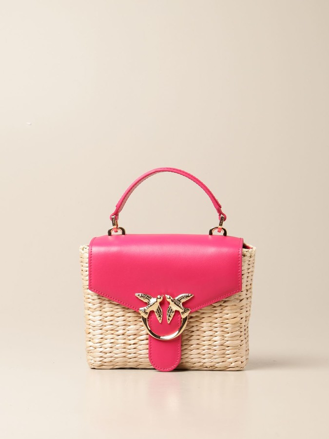 Pinko Mini Midollino Love Bag In Leather And Woven Raffia - ShopStyle