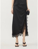Thumbnail for your product : Vanessa Cocchiaro Aphra lace-trim high-waist woven skirt