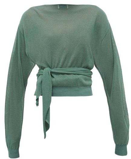 green wrap sweater