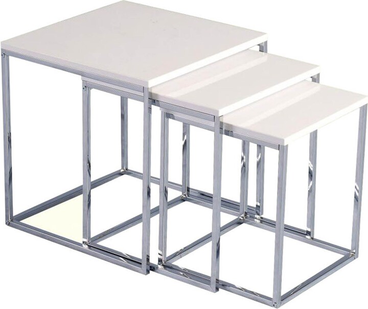 Dunelm Charisma White High Gloss Nest of Tables Black/White ShopStyle