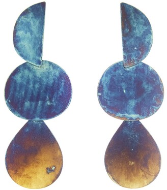 Annie Costello Brown Mattea Oxidized Brass Drop Earrings
