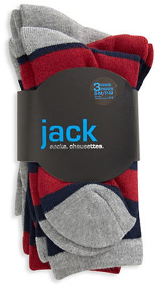 Jack & Jill 3 Pack Fashion Crew Socks