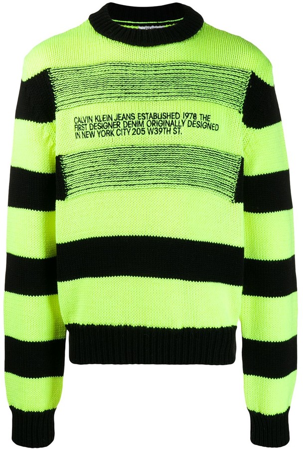 Calvin Klein Reverse-Stripe Logo Jumper - ShopStyle Crewneck Sweaters