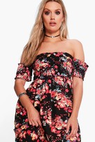 Thumbnail for your product : boohoo Plus Off The Shoulder Floral Maxi Dress