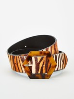 Thumbnail for your product : Very Tort Buckle Leather Zebra Print Belt - Zebra
