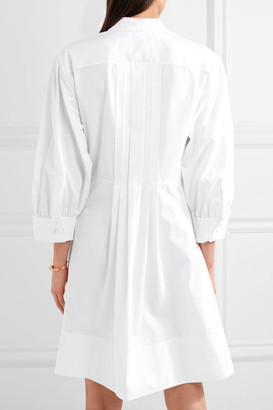 Chloé Pleated Cotton-poplin Dress - White