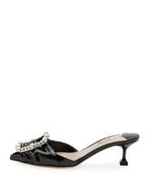 Thumbnail for your product : Miu Miu Pearly-Buckle Patent Leather 55mm Mule