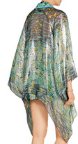 Thumbnail for your product : Anna Sui Embroidered Printed Silk-blend Kimono - Turquoise