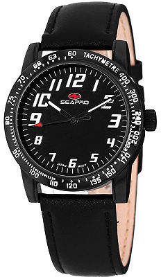 Seapro Bold Womens All Black Leather Strap Watch Family
