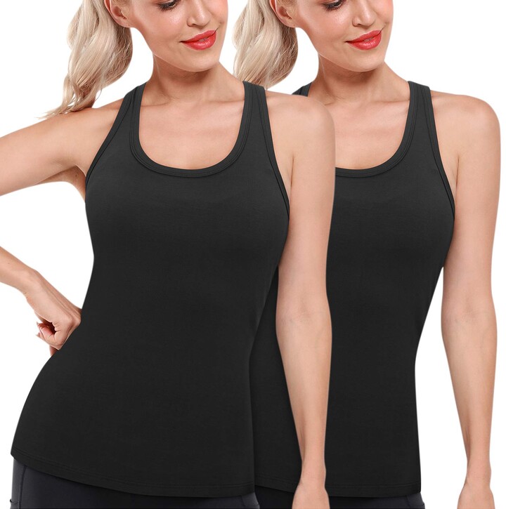 Workout Tank Tops for Womens Sleeveless Scoop Neck Tank Tops Athletic Yoga Tops Running Exercise Tank Tops 