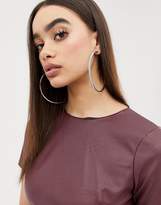 Thumbnail for your product : Missguided drop hoop diamante earrings in silver