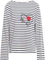 Thumbnail for your product : Saint Laurent Embroidered Striped Cotton-jersey Top