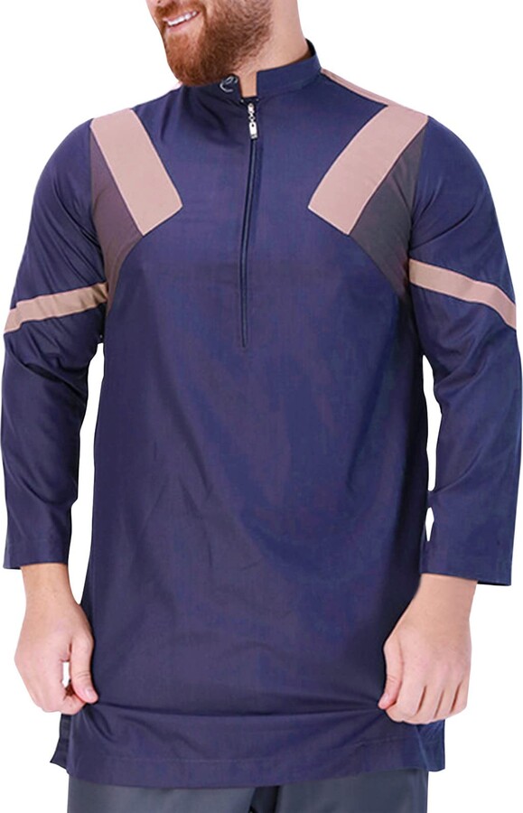 MODSGUE Abaya Men's Muslim Thobe Muslim Robes Dubai Dressing Gown Retro