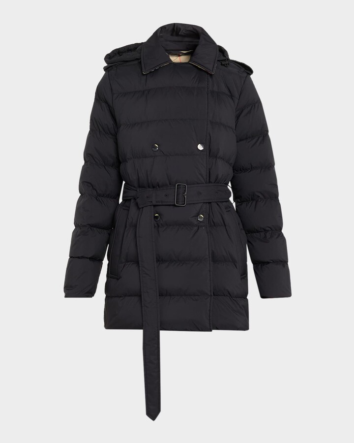 Burberry Kent Belted Parka Jacket With Detachable Hood