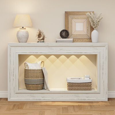 Gracie Oaks Console Table With LED Light,Wooden Entryway Tables,Sofa Tables