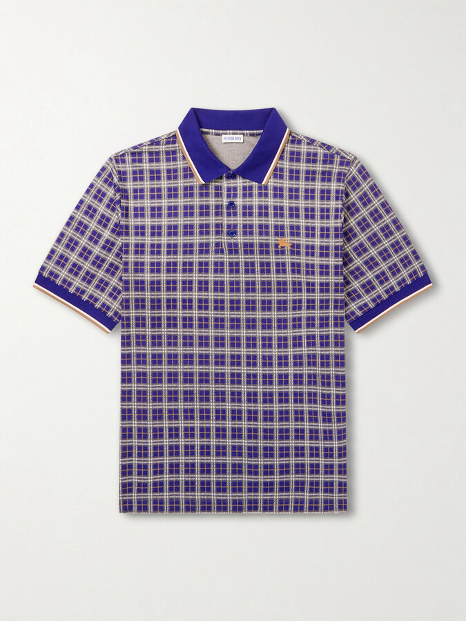 Burberry Logo-Embroidered Checked Jacquard Polo Shirt