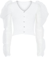 Thumbnail for your product : New Look Carpe Diem Organza Puff Sleeve Cardigan
