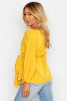 Thumbnail for your product : boohoo Petite Off The Shoulder Belted Wrap Blouse