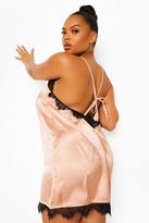 Thumbnail for your product : boohoo Plus Lace Trim Satin Chemise