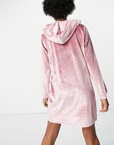 Thumbnail for your product : JDY velvet hoodie dress in rose pink