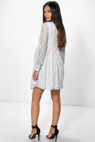 Thumbnail for your product : boohoo Maternity Evie Corded Ladder Detail Skater Dress