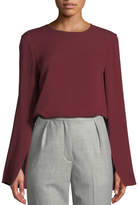 Thumbnail for your product : Theory Bringham Crewneck Long-Sleeve Classic Silk Georgette Blouse