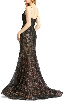 Mac Duggal MacDuggal Sequin Illusion Lace Trumpet Gown
