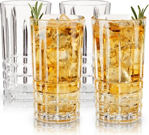 Viski Crystal Highball Glasses - Collins Glasses Set of 4 - 14oz Cocktail  Glass for Wedding or Anniversary and Special Occasions Gift Ideas, Clear