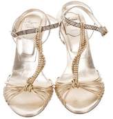 Thumbnail for your product : Roger Vivier Snakeskin-Trimmed Metallic Sandals