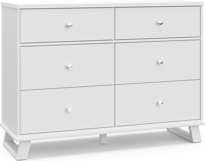 Howcool Modern 6 Drawer Dresser, White with Vintage Driftwood