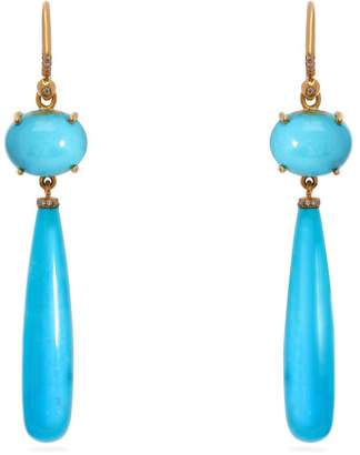 Irene Neuwirth 18kt gold, diamond & Kingman turquoise earrings