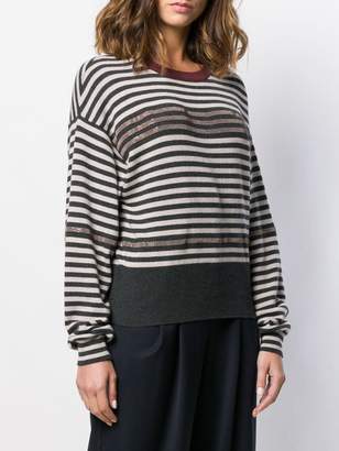 Brunello Cucinelli striped chain trim sweater