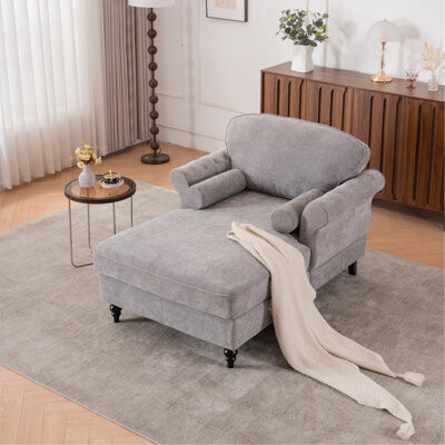 Canora Grey [New] Oversized Chaise Lounge IndoorChenille Single Sofa Bed With Wide SeatUpholstered Lazy Sleeper ArmchairReading Couch Set For Living RoomBedro