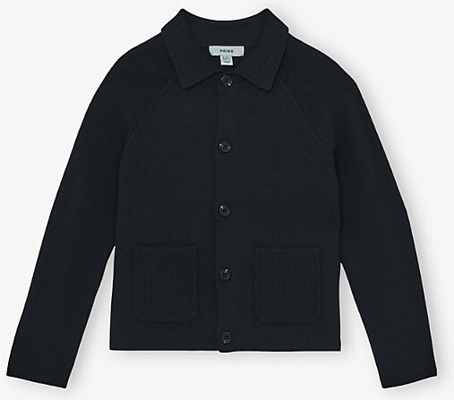 Reiss Navy Fitzgerald Button-Through Knitted Cardigan 13-14 Years
